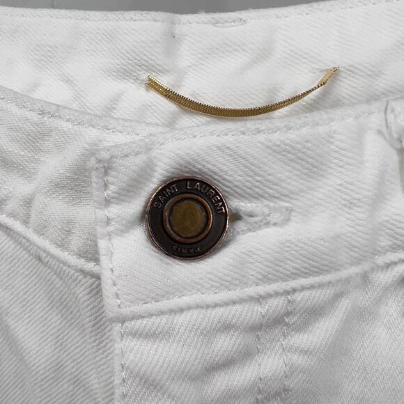 Saint Laurent D18 W/BG-LW White Denim Loose Tapered Women's Jeans 25 - Picture 8 of 9